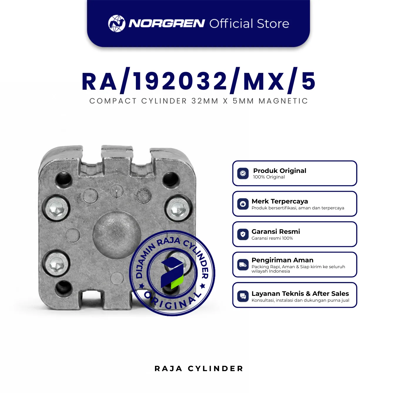 NORGREN RA/192032/MX/5 female thread Bore 32mm Stroke 5mm with magnet ISO Compact Double Acting Cylinder Original