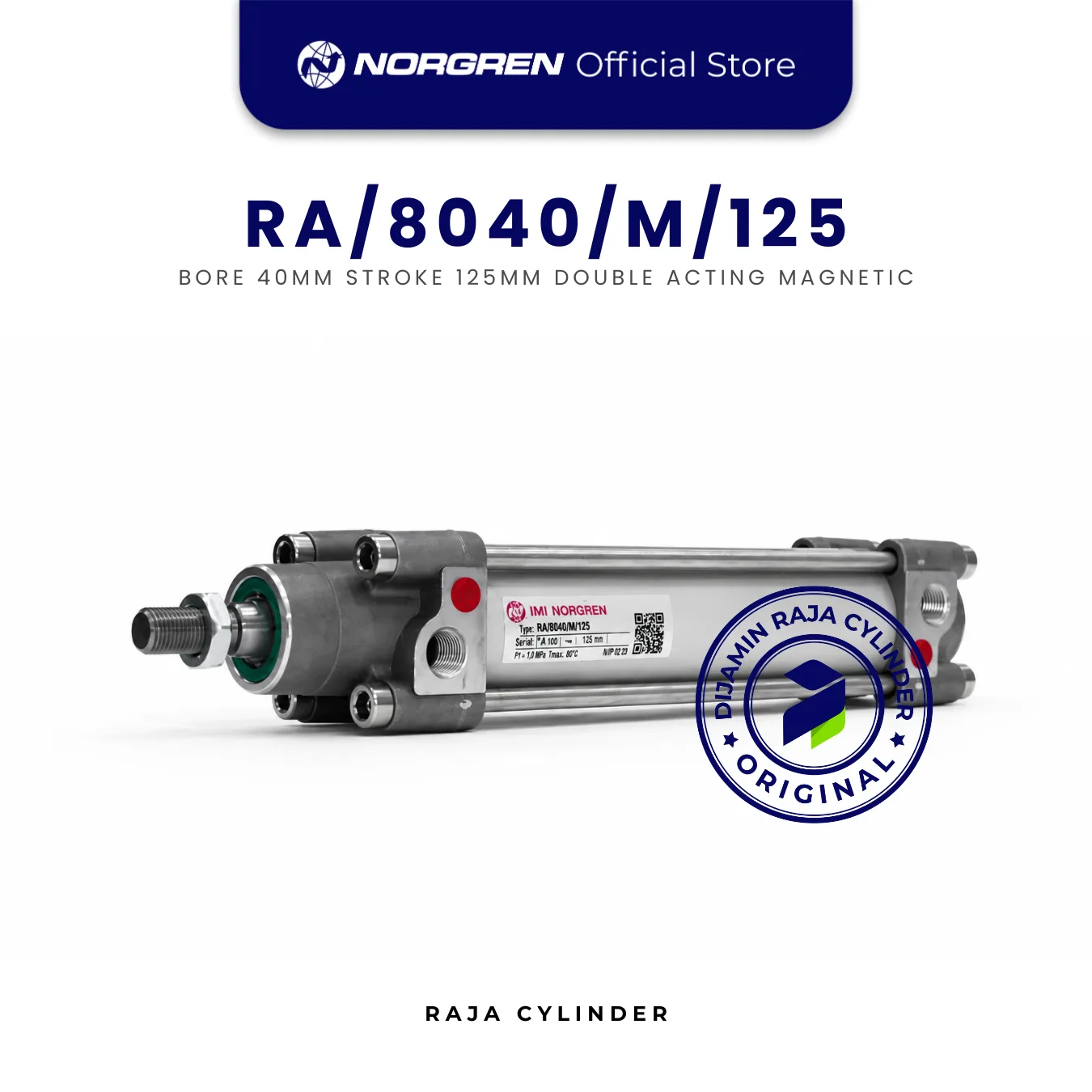 NORGREN ISOLine Original Pneumatic Cylinder RA/8040/M/125 Double Acting Bore 40mm Stroke 125mm with magnet