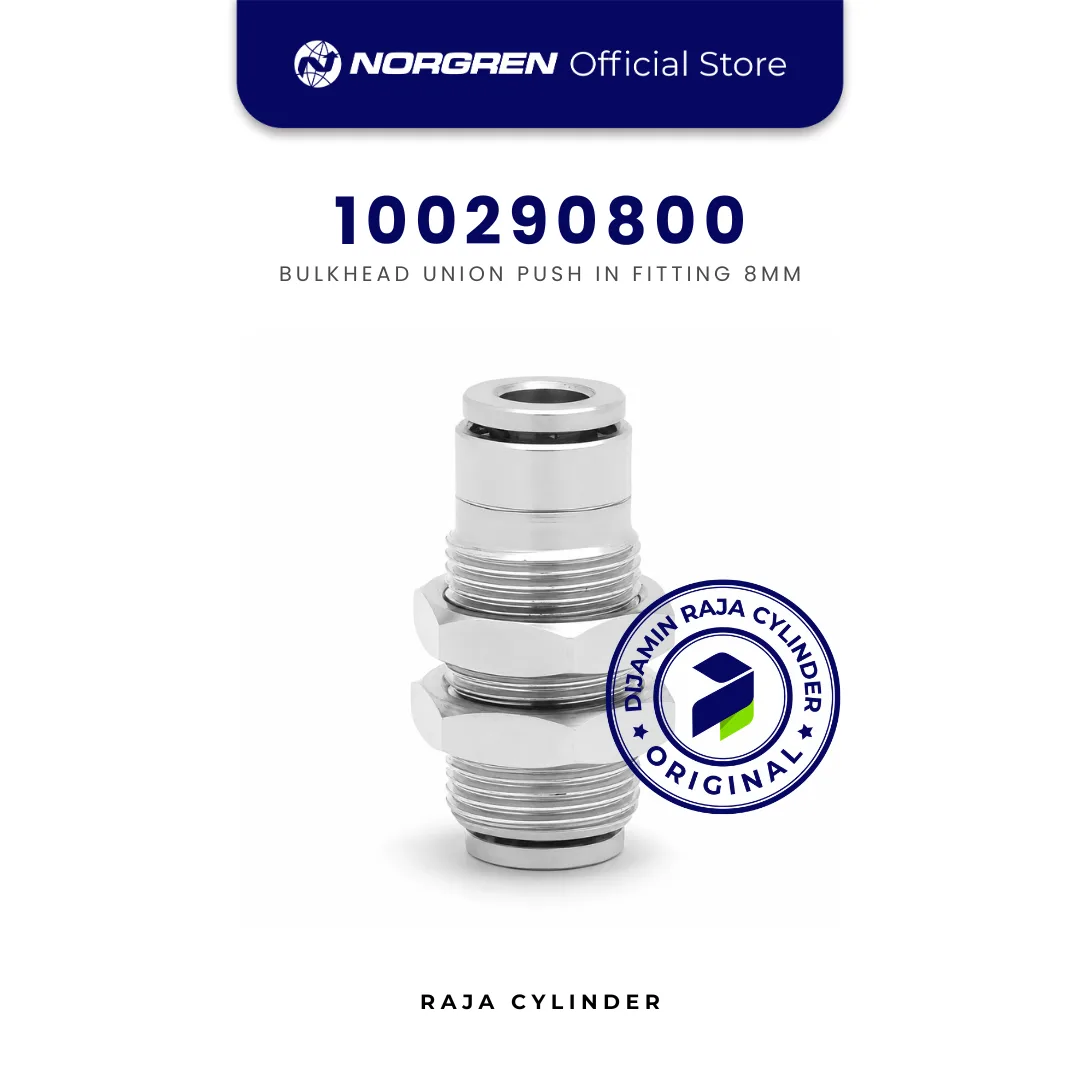 NORGREN 100290800 Pneufit Bulkhead Union Straight Push In Fitting 8mm Original