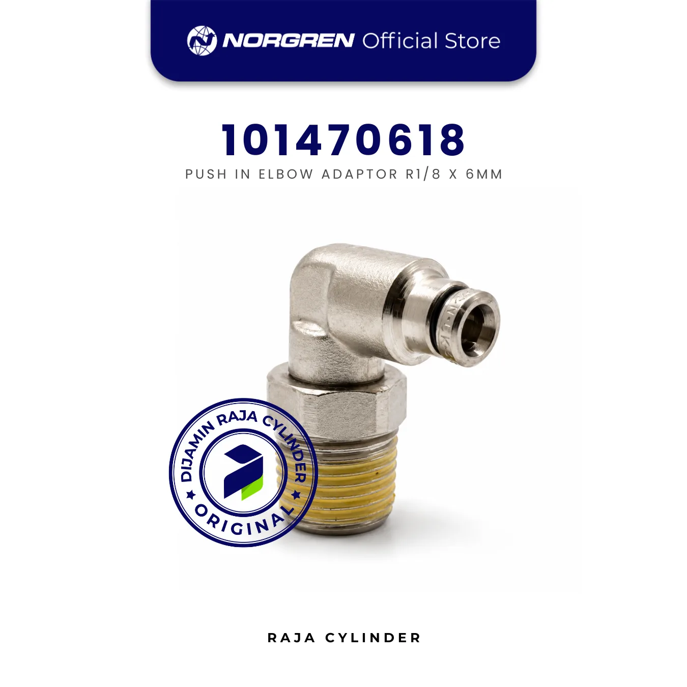 NORGREN 101470618 Pneufit 10 Swivel Elbow Adaptor R1/8 x 6mm Push In Original