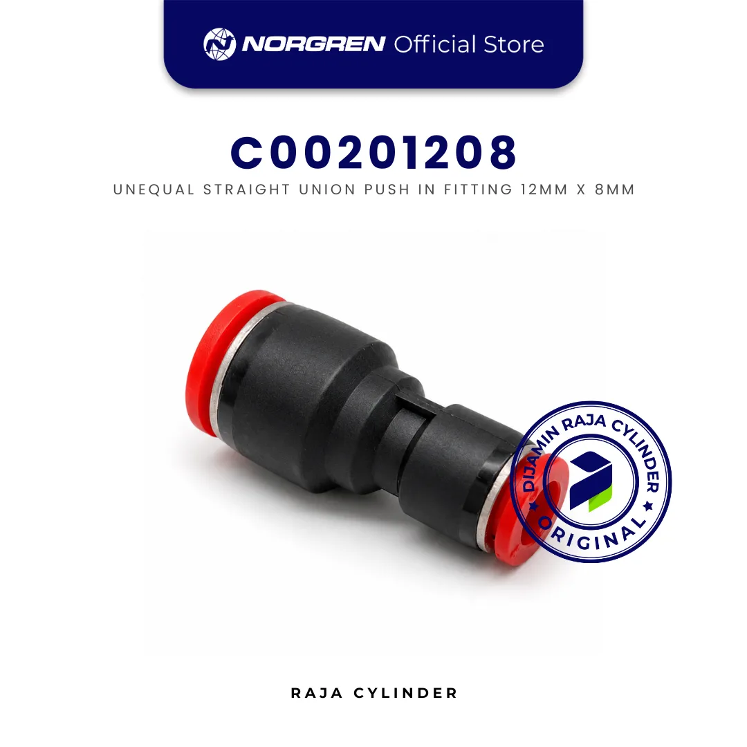 NORGREN C00201208 Pneufit C Straight Union Unequal 12mm x 8mm Push In Fitting Original IMI Norgren