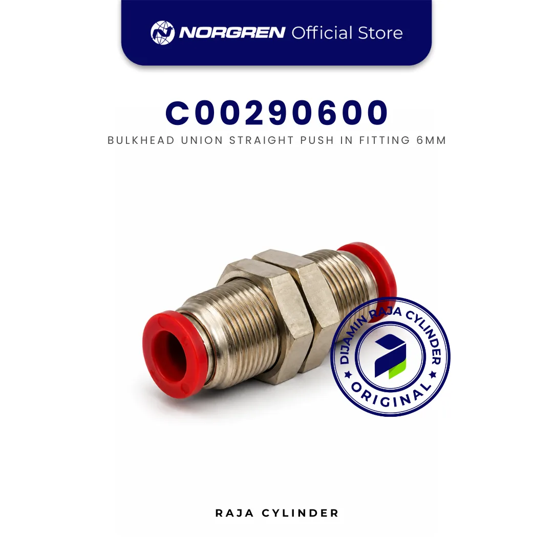 NORGREN C00290600 Pneufit C Bulkhead Union Straight 6mm Push In Fitting Original IMI Norgren