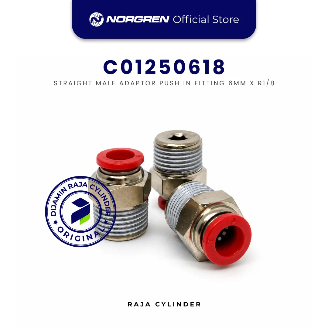 NORGREN C01250618 Pneufit C Straight Adaptor BSPT Male R1/8 Tube 6mm Push In Original IMI Norgren