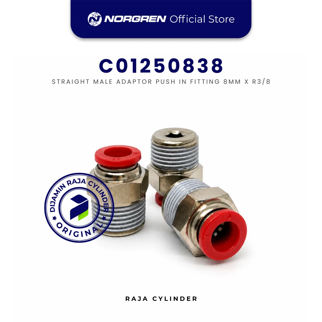 NORGREN C01250838 Pneufit C Straight Adaptor BSPT Male R3/8 Tube 8mm Push In Original IMI Norgren