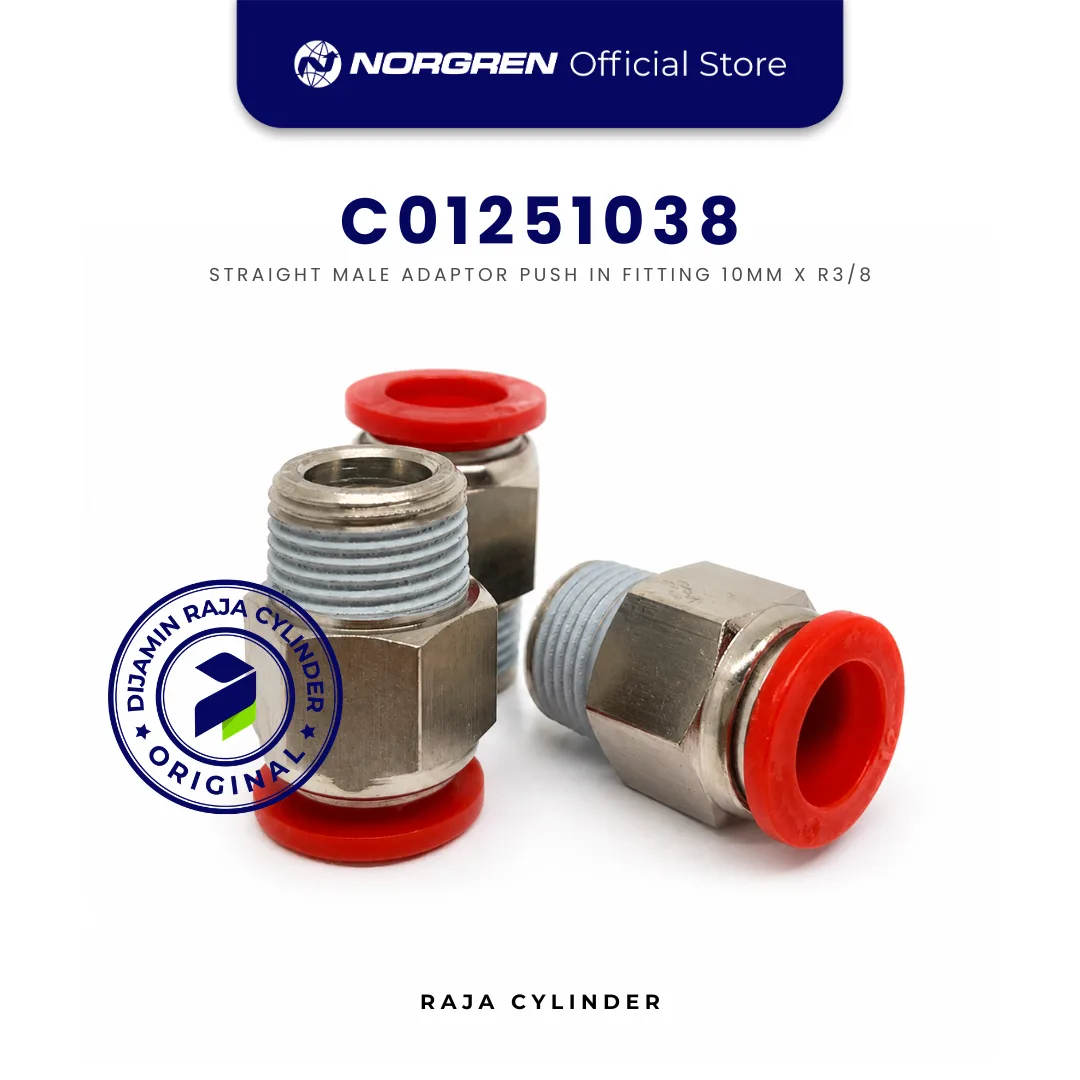 NORGREN C01251038 Pneufit C Straight Adaptor BSPT Male R3/8 Tube 10mm Push In Original IMI Norgren