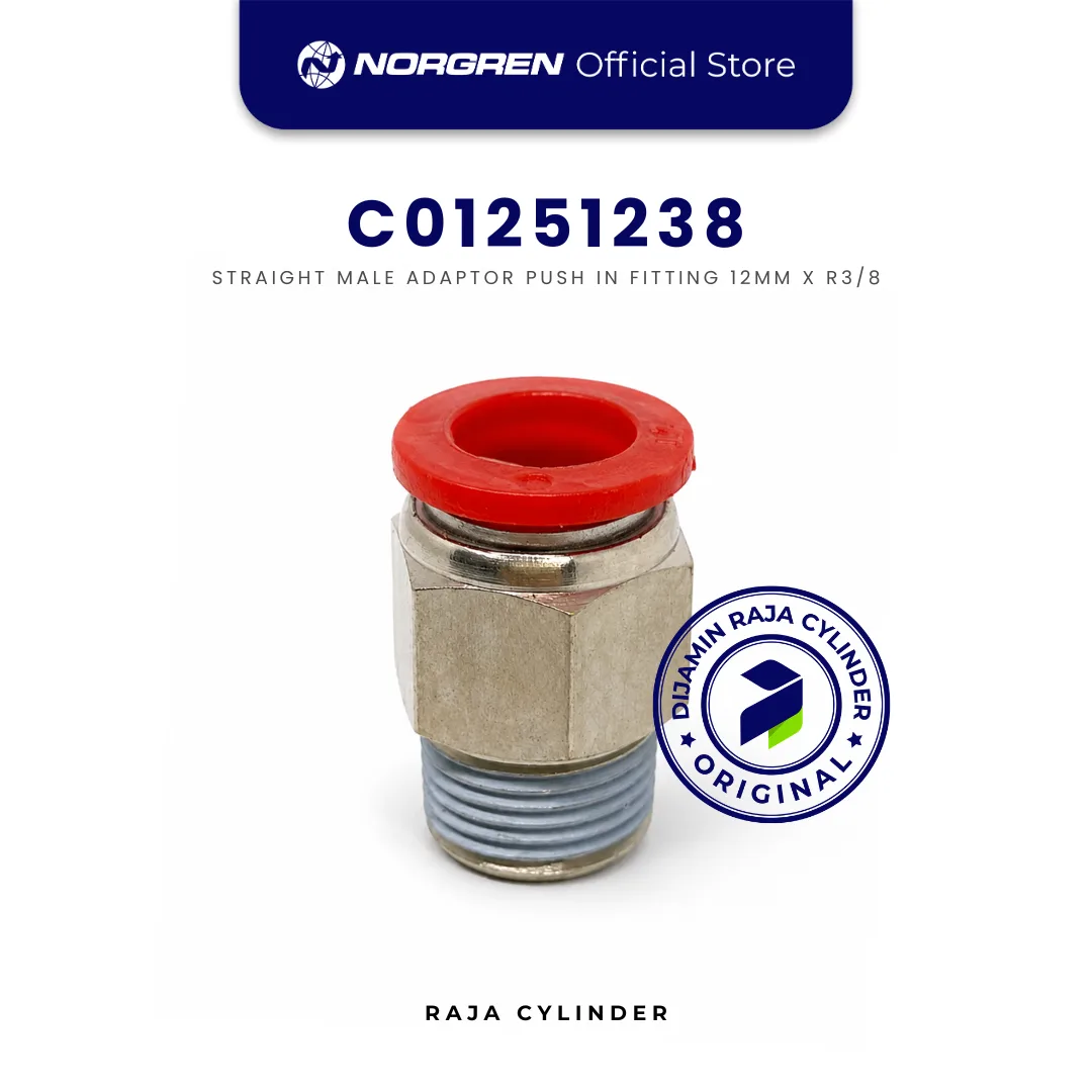 NORGREN C01251238 Pneufit C Straight Adaptor BSPT Male R3/8 Tube 12mm Push In Original IMI Norgren