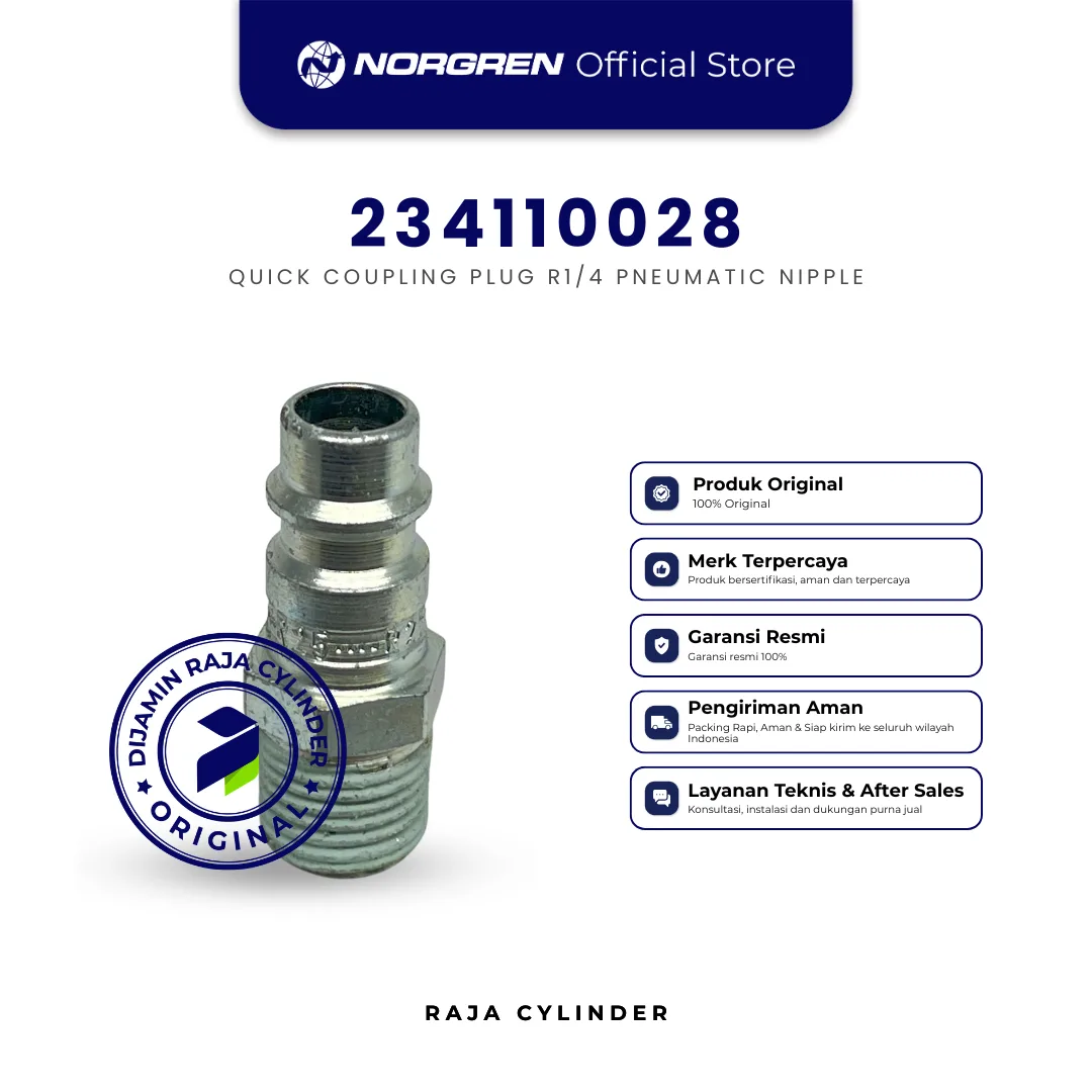 NORGREN 234110028 Plug Male R1/4 - Quick Release Single Shut Off Original