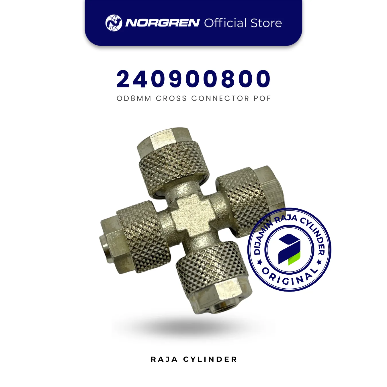 NORGREN 240900800 - 24 Series, Cross Connector, 8mm/6mm, Push-in Fitting Original
