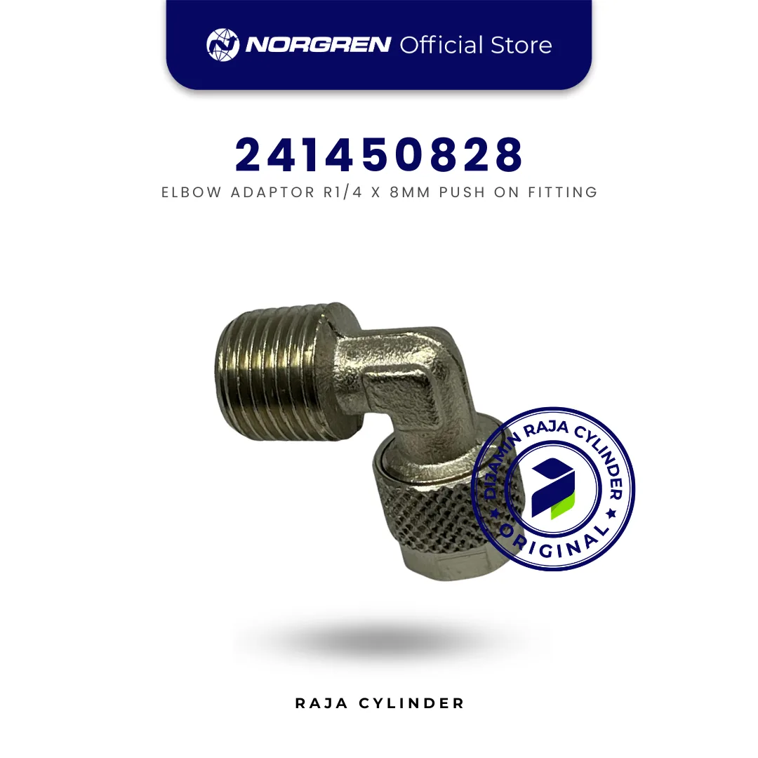 NORGREN 241450828, Elbow R1/4 ke 8mm / 6mm (24 Series), Push-in Fitting Original