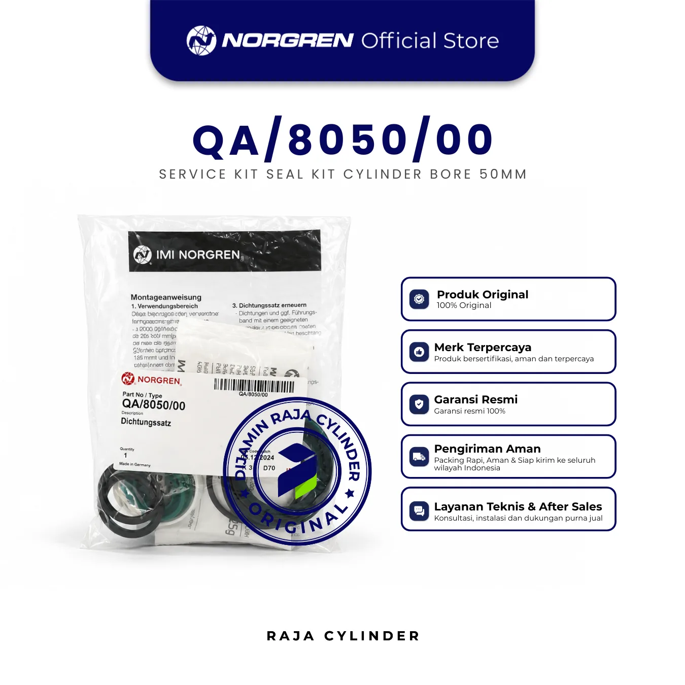 NORGREN QA/8050/00 Service Kit Cylinder Seal Kit 50mm Original IMI Norgren Spare Part
