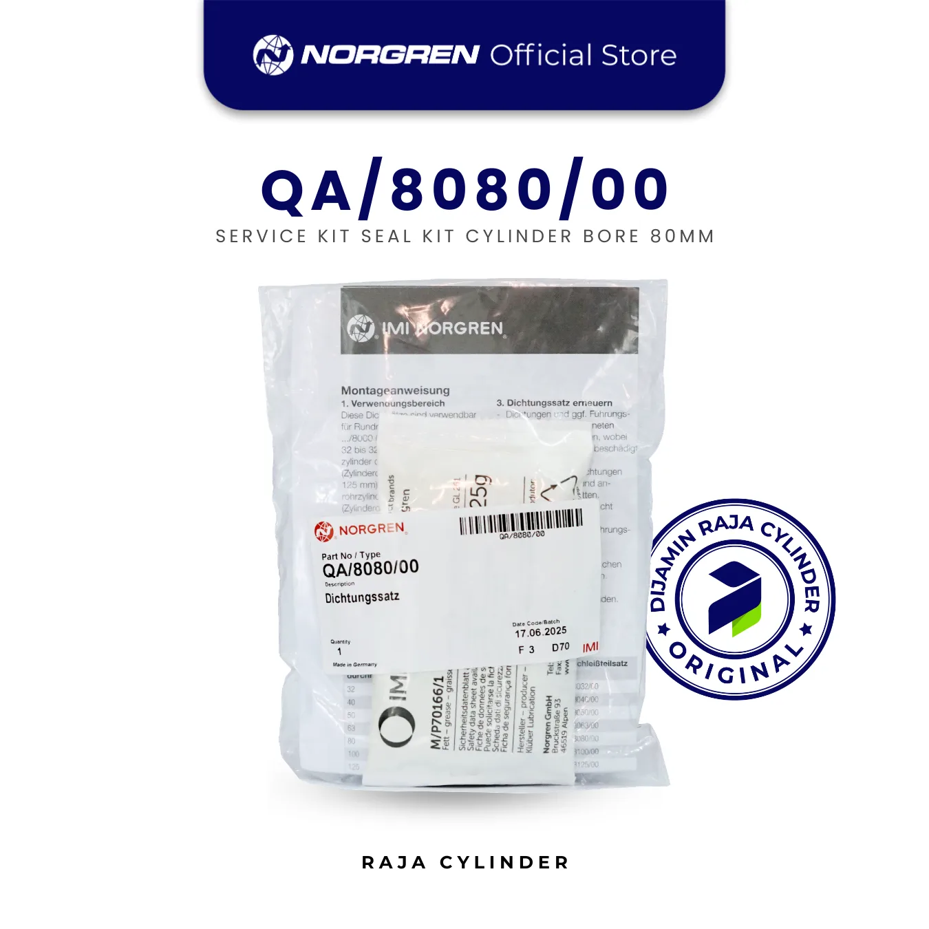 NORGREN QA/8080/00 Service Kit Cylinder Seal Kit 80mm Original IMI Norgren Spare Part